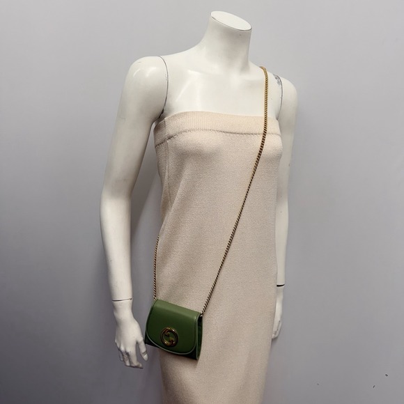 Gucci Leather Medium Blondie Wallet Crossbody Bag Purse Salamander Green NWOT - Picture 2 of 16